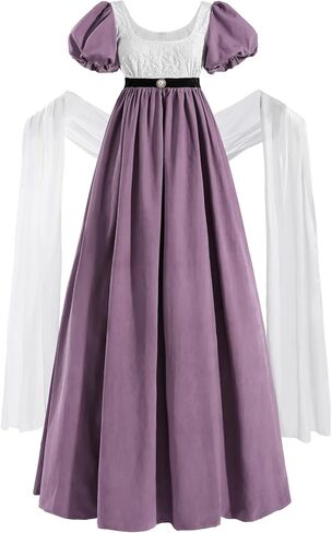CR ROLECOS Womens Regency Dress Jane Austen Vintage Dress Long Sleeve Tea Gown in Saudi Arabia