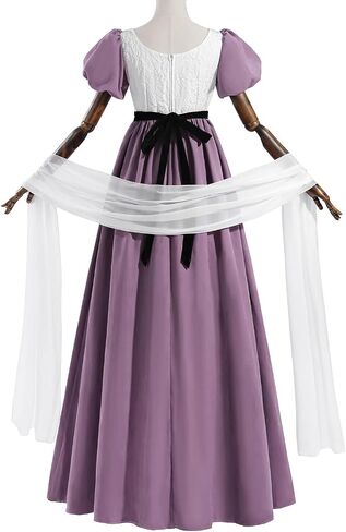 CR ROLECOS Womens Regency Dress Jane Austen Vintage Dress Long Sleeve Tea Gown in Saudi Arabia