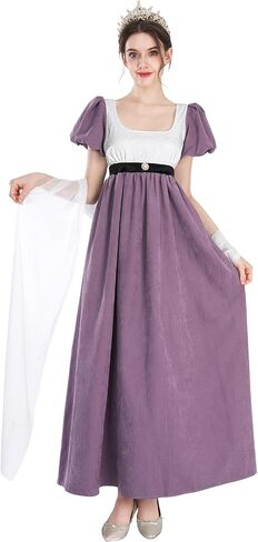 CR ROLECOS Womens Regency Dress Jane Austen Vintage Dress Long Sleeve Tea Gown in Saudi Arabia
