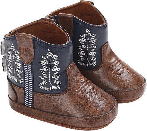 Toddler Baby Leather Soft Sole Cowboy Boots for Boys Girls Newborn Infant Prewalker Non Slip Shoes with Embroidery in Kuwait