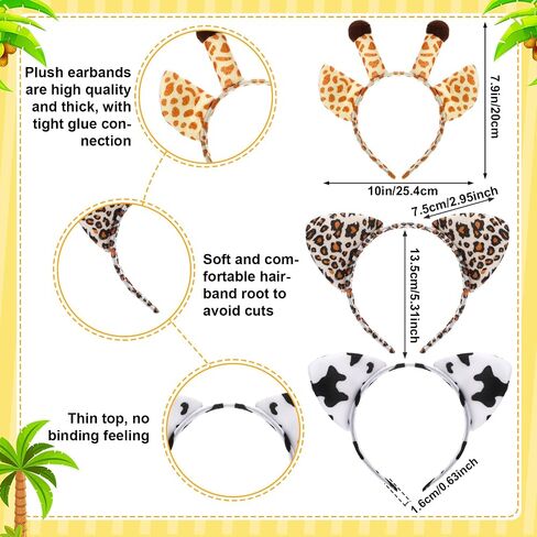 24 Pieces Safari Party Favors Include 12 Animals Sunglasses and 12 Animal Ears Headband Safari Sunglasses and Headband for Kids Adults Jungle Safari Animal Costume Party Supplies in Saudi Arabia