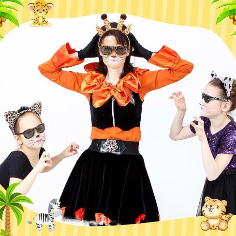 24 Pieces Safari Party Favors Include 12 Animals Sunglasses and 12 Animal Ears Headband Safari Sunglasses and Headband for Kids Adults Jungle Safari Animal Costume Party Supplies in Saudi Arabia