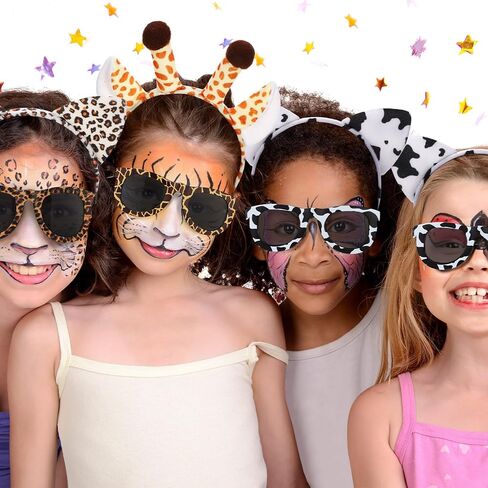 24 Pieces Safari Party Favors Include 12 Animals Sunglasses and 12 Animal Ears Headband Safari Sunglasses and Headband for Kids Adults Jungle Safari Animal Costume Party Supplies in Saudi Arabia