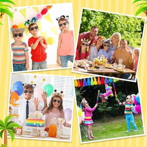 24 Pieces Safari Party Favors Include 12 Animals Sunglasses and 12 Animal Ears Headband Safari Sunglasses and Headband for Kids Adults Jungle Safari Animal Costume Party Supplies in Saudi Arabia