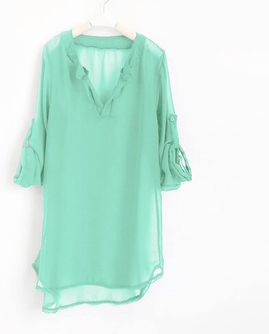 Girls Swimsuit Beach Cover up Shirt Bikini V-Neck Beachwear Bathing Suit Dress Kid Summer Short Sleeve Chiffon Top in Saudi Arabia