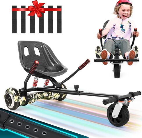 ملحق مقعد هوفر بورد للأطفال قابل للتعديل بطول 6.5 بوصة و8 بوصة و10 بوصة وعجلتين ذاتي التوازن سكوتر هوفر بورد كارت ملحق للأطفال/الكبار مع 6 أشرطة إضافية in Kuwait