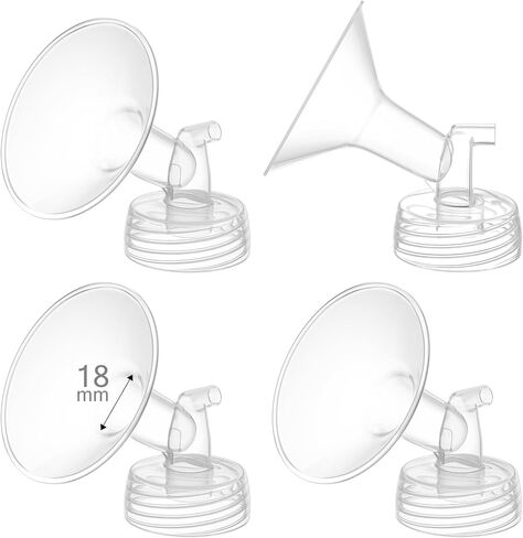 4PCS 19mm Breast Pump Flanges, Compatible with Spectra S1/S2/9Plus/Synergy Gold, Motif Luna, Wide-Mouth Bottle Fit, Breast Pump Accessories in Kuwait