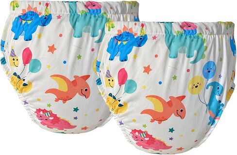 Can Be Reused Permanent Washable Adult Baby Potty Diaper Training Underwear ABDL Incontinence Waterproof Training Incontinence Booster Pads Pants 2 Packs (Dinosaur & Blue, XXX-Large) in Saudi Arabia