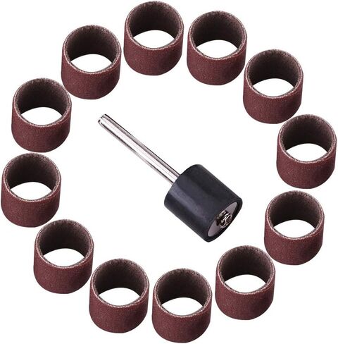 100Pcs Sanding Drums kit, Drum Sander Sanding Bands Sanding Bits Sleeves with Drum Mandrel, Rotary Tool Accessories 80/320/600Grit(#80) in Saudi Arabia