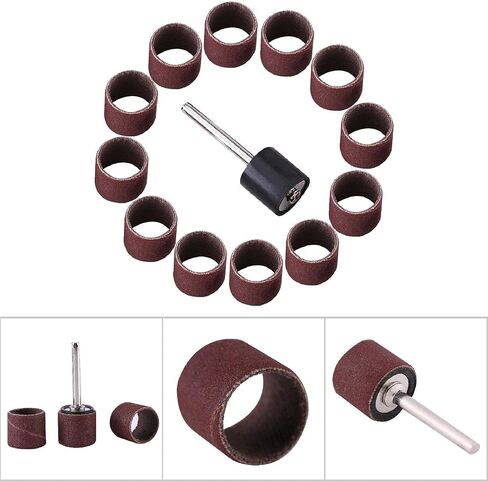 100Pcs Sanding Drums kit, Drum Sander Sanding Bands Sanding Bits Sleeves with Drum Mandrel, Rotary Tool Accessories 80/320/600Grit(#80) in Saudi Arabia