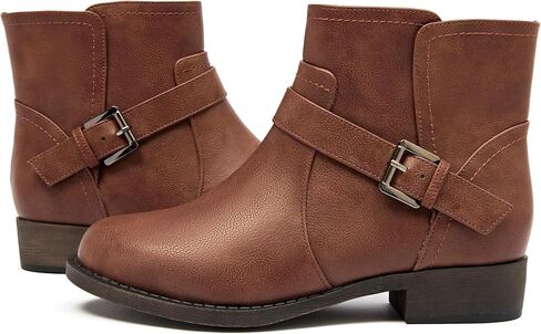 Veittes Women's Ankle Boots, Soft Design Chunky Heel Fashion Short Slip On Zipper Shoes. in Kuwait