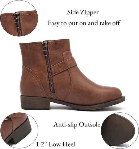 Veittes Women's Ankle Boots, Soft Design Chunky Heel Fashion Short Slip On Zipper Shoes. in Kuwait
