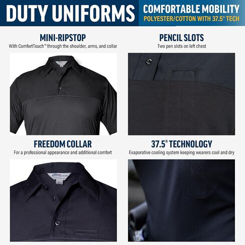Flying Cross Men's Standard FX STAT Law Enforcement Polo Shirts, Police, Tactical, Fire Department, EMS, Public Safety, Long Sleeve, Black, Large Reg in Kuwait