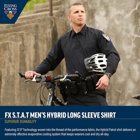 Flying Cross Men's Standard FX STAT Law Enforcement Polo Shirts, Police, Tactical, Fire Department, EMS, Public Safety, Long Sleeve, Black, Large Reg in Kuwait