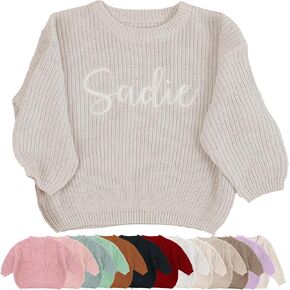 Personalized Embroidered Baby Sweater with Name - Long Sleeved Round Neck Pullover, Suitable for Infants and Young Children