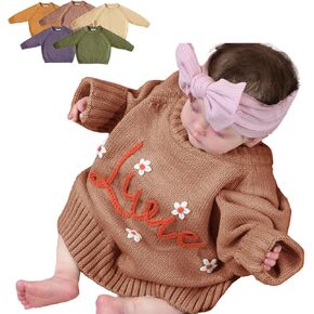 Custom Embroidered Baby Sweater Hand-Knit Personalized Birthday Jumper for Toddlers Unique Gift for Newborn Boys and Girls