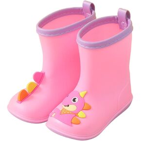 Kids Dinosaur Rain Boots For Boys Girls Toddler Lightweight Rainboots With Easy-On Handles Girls Waterproof Boots