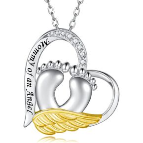 Sterling Silver Miscarriage Necklace for Women - Mommy of an Angel Heart Pendant Loss of Pregnancy Memorial Jewelry Losing Child Sympathy Gifts for Mom in Kuwait