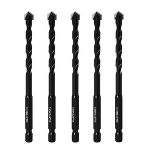 5PCS Masonry Drill Bit Kit Carbide Concrete Drill Bit Set for Thin Metal Stone Marble Wood Brick Plastic Ceramic Glass Hex Shank (3/16" 1/4" 5/16" 3/8" 1/2")