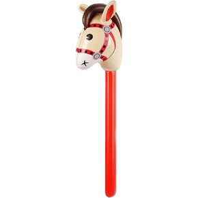 Inflatable Stick Horse,Blowing Up Stick Toy,Colorful Blowing Up Stick,Lovely Horse Head Stick Balloon for Costume Stick,Kids, Pink