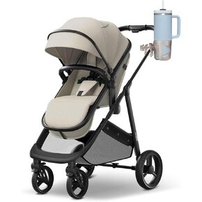 New Cup Holder Compatible with Mompush. A Solid Super Secure Fit. 360 Degrees Rotatable. Anti-Shake Spill Resistant. (Gray)