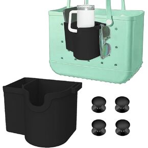 3 in 1 Silicone Bogg Bag Cup Holder Stanley and Phone Holder, Sunglasses Holder for Bogg Bag Accessories, Insert Charm Organizer for Storing Phone/Tumbler/Keychain, Organize Your Bag More Efficiently