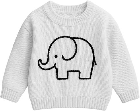 Noni Baby Girl Boy Elephant Knit Sweater Blouse Pullover Sweatshirt Warm Crewneck Long Sleeve Tops for Infant Toddler in Saudi Arabia