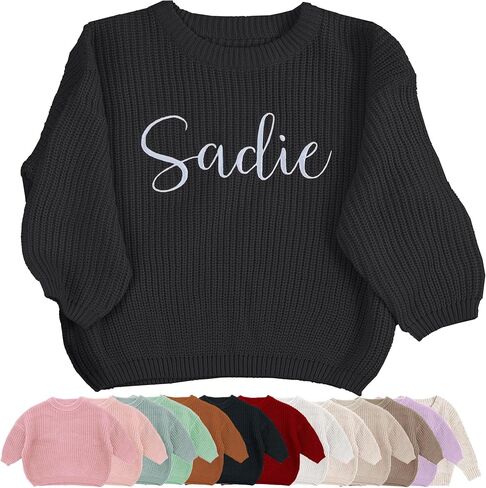 Personalized Embroidered Baby Sweater with Name - Long Sleeved Round Neck Pullover, Suitable for Infants and Young Children in Saudi Arabia