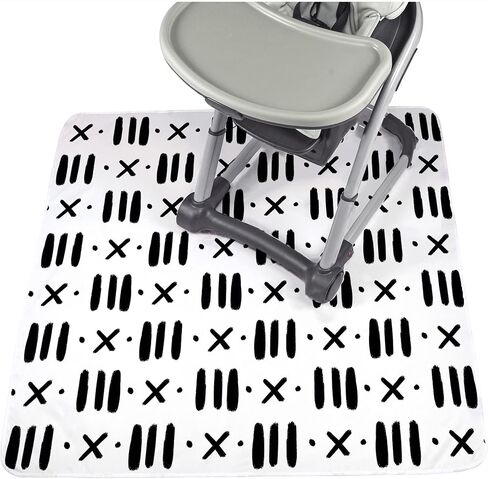 JumpOff Jo - Large Baby Splat Mat for Under High Chair, Booster Seat, Tabletop, Food Catcher - Protect Floor and Carpet from Spills & Crafts - Waterproof and Washable (Dashes) in Kuwait