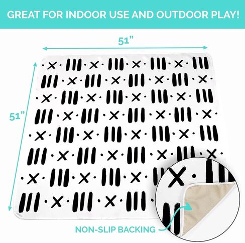 JumpOff Jo - Large Baby Splat Mat for Under High Chair, Booster Seat, Tabletop, Food Catcher - Protect Floor and Carpet from Spills & Crafts - Waterproof and Washable (Dashes) in Kuwait