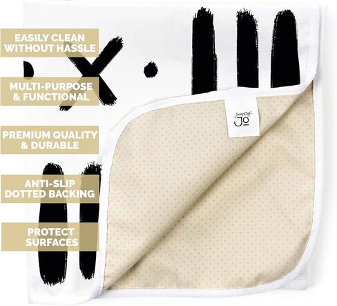 JumpOff Jo - Large Baby Splat Mat for Under High Chair, Booster Seat, Tabletop, Food Catcher - Protect Floor and Carpet from Spills & Crafts - Waterproof and Washable (Dashes) in Kuwait