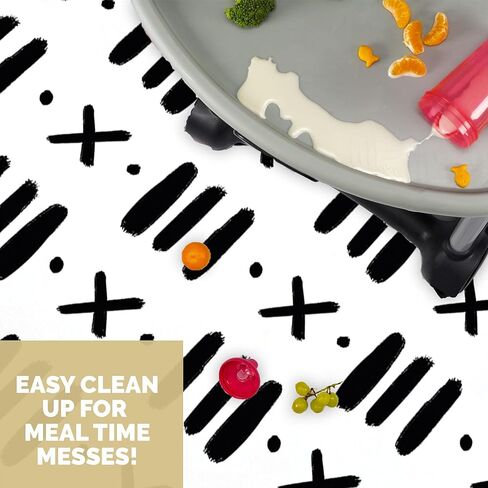 JumpOff Jo - Large Baby Splat Mat for Under High Chair, Booster Seat, Tabletop, Food Catcher - Protect Floor and Carpet from Spills & Crafts - Waterproof and Washable (Dashes) in Kuwait