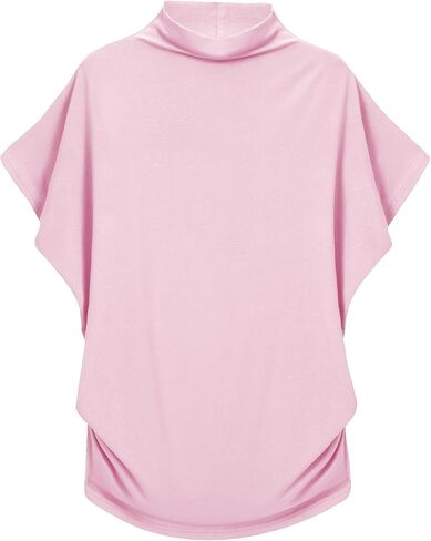 LYANER Women's Casual Mock Neck Ruffle Short Sleeve Summer Blouse Shirt Top in Kuwait