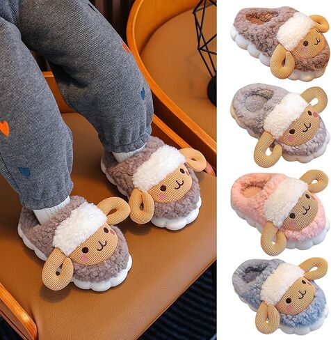 Kids 𝐂artoon Sheep Bedroom Shoes Winter Cotton Home Slippers Boys Girls Indoor Outdoor Furry Slipper Boots for Girls in Saudi Arabia