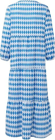 Boho Maxi Dresses for Women 2025 Loose Fit Puff Sleeve Long Bohemian Dress Geometric Pattern Tiered Flowy Dress in Saudi Arabia