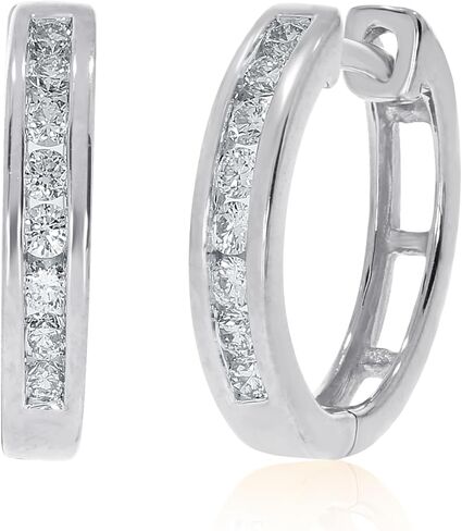 La Joya Lab Grown Diamond Huggie Earrings for Women | 1/4-1/2 CT TW 925 Sterling Silver Diamond Huggie Hoop Earrings | Dainty and Petite Small Diamond Hoop Earrings in Kuwait