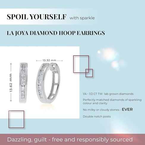 La Joya Lab Grown Diamond Huggie Earrings for Women | 1/4-1/2 CT TW 925 Sterling Silver Diamond Huggie Hoop Earrings | Dainty and Petite Small Diamond Hoop Earrings in Kuwait