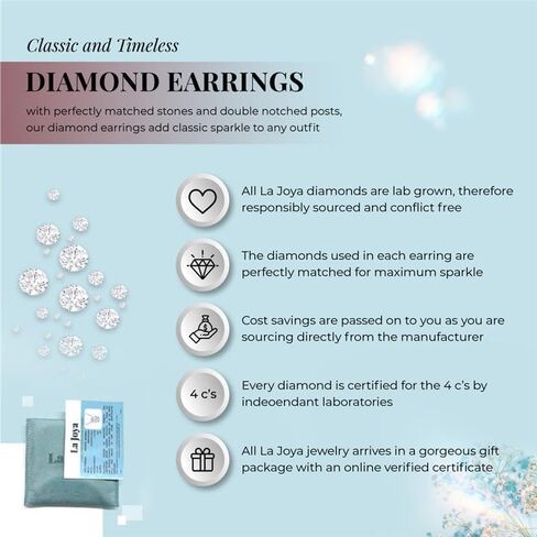 La Joya Lab Grown Diamond Huggie Earrings for Women | 1/4-1/2 CT TW 925 Sterling Silver Diamond Huggie Hoop Earrings | Dainty and Petite Small Diamond Hoop Earrings in Kuwait