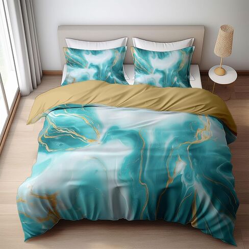 Duvet Cover Toddler Size, Reversible 2 Pieces Watercolor Palm Trees Duvet Cover Set, Bedding Set for All Season, Soft and Breathable Bedding Set with Zipper Closure & Corner Ties - 42" x 58" in Saudi Arabia