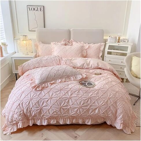 Bed Four Pieces Set Cotton Four Piece Bedding Set Solid Princess Style Girl Heart Quilt Cover Sheet Cotton Bedding Set Four Seasons(Purple,1.2m Bed) in Saudi Arabia