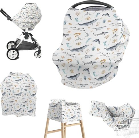 Baby Boy 5-in-1 Coar Cover Cover Watercolor Dragon Tale ، وغطاء للرضاعة الطبيعية متعددة الاستخدامات ، وهدية رضعية للمظلة في Carseat. in Kuwait