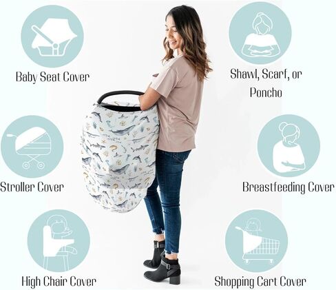 Baby Boy 5-in-1 Coar Cover Cover Watercolor Dragon Tale ، وغطاء للرضاعة الطبيعية متعددة الاستخدامات ، وهدية رضعية للمظلة في Carseat. in Kuwait