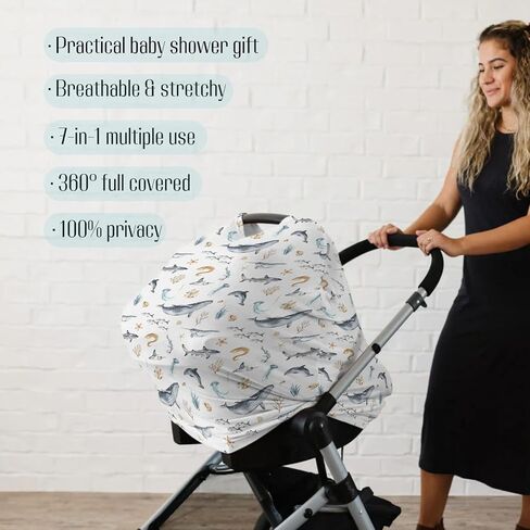 Baby Boy 5-in-1 Coar Cover Cover Watercolor Dragon Tale ، وغطاء للرضاعة الطبيعية متعددة الاستخدامات ، وهدية رضعية للمظلة في Carseat. in Kuwait