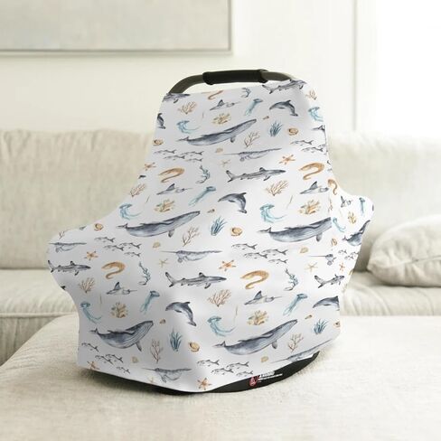Baby Boy 5-in-1 Coar Cover Cover Watercolor Dragon Tale ، وغطاء للرضاعة الطبيعية متعددة الاستخدامات ، وهدية رضعية للمظلة في Carseat. in Kuwait