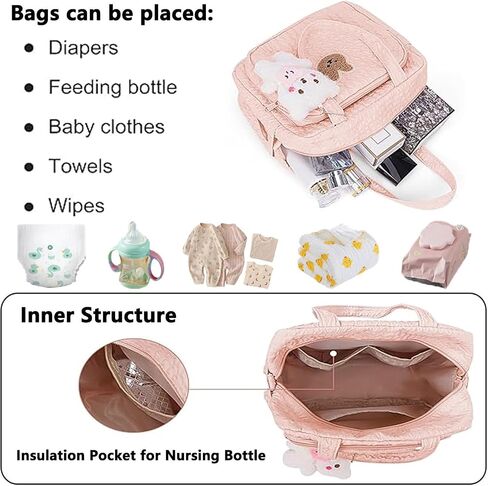 Baby Diaper Bag Tote, Cute Small Crossbody Nappy Mommy Bag, Lightweight Travel & Hospital Multifunction Storage Tote in Saudi Arabia