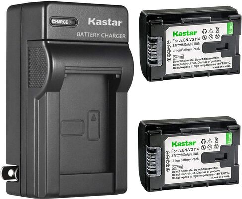 KASTAR 4 عبوات البطارية وشاحن الجدار AC استبدال JVC BN-VG114 BN-VG121US BN-VG121USM BN-VG138 BN-VG138AC BN-VG138E BN-VG138EU BN-VG138U BN-VG138US BN-VG138E LY37166-002B LY37166-002C in Kuwait