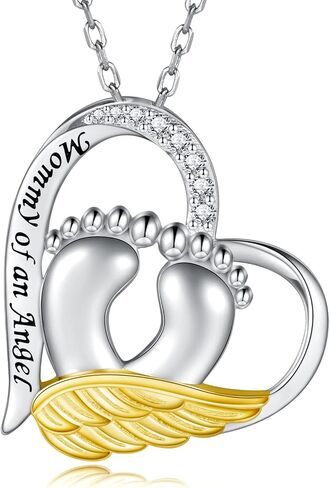 Sterling Silver Miscarriage Necklace for Women - Mommy of an Angel Heart Pendant Loss of Pregnancy Memorial Jewelry Losing Child Sympathy Gifts for Mom in Saudi Arabia