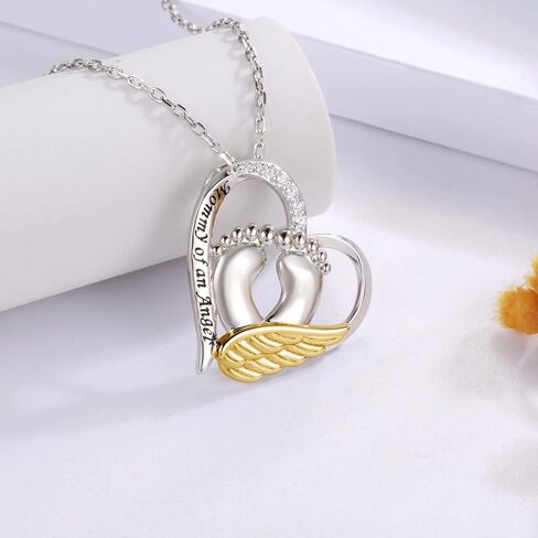 Sterling Silver Miscarriage Necklace for Women - Mommy of an Angel Heart Pendant Loss of Pregnancy Memorial Jewelry Losing Child Sympathy Gifts for Mom in Saudi Arabia
