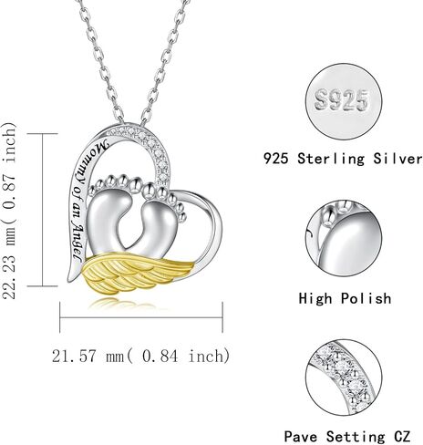 Sterling Silver Miscarriage Necklace for Women - Mommy of an Angel Heart Pendant Loss of Pregnancy Memorial Jewelry Losing Child Sympathy Gifts for Mom in Saudi Arabia