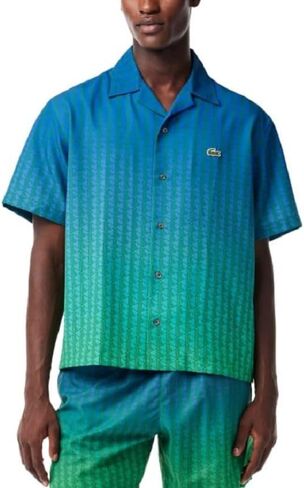 Lacoste Men's Short Sleeve Ombre Button Down Shirt in Saudi Arabia